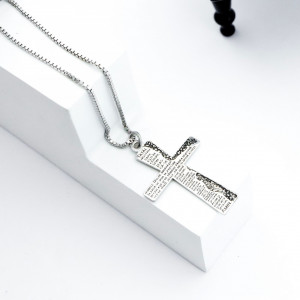Colier BOX din argint cu cruce gravata Tatal Nostru - Img 7