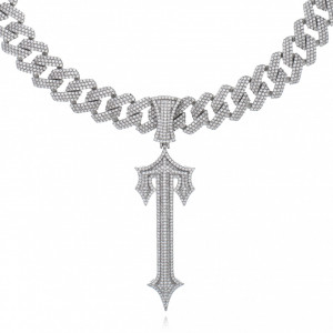 Lant Cuban cu pandantiv Trapstar din argint 925 cu cristale - Img 1