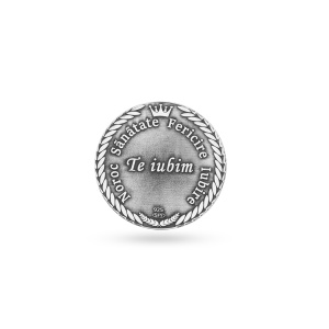 Moneda Botez 3cm din Argint 925 personalizata 3D cu datele copilului si fotogravura - Img 4