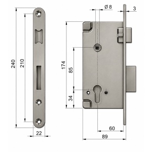 Broasca INOX pentru usi tehnice 40 mm grosime Model 101 / 102 - Img 2