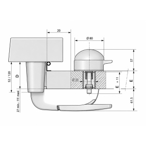 Maner / Inchizator tip clapeta pentru usi frigorifice F201 - Img 2
