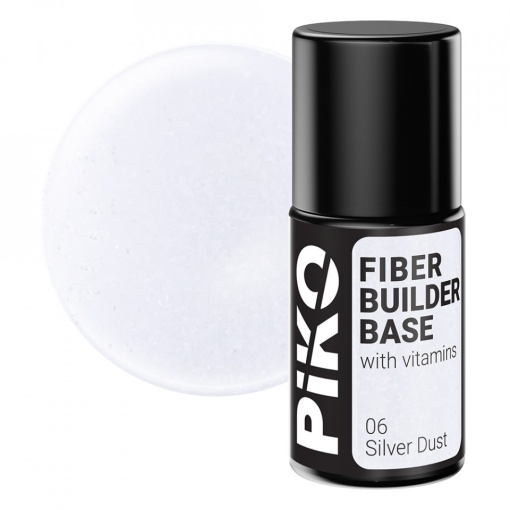 Fiber builder base cu Vitamine, Piko, 7 ml, Silver Dust - alb laptos cu sclipici - TPO Free