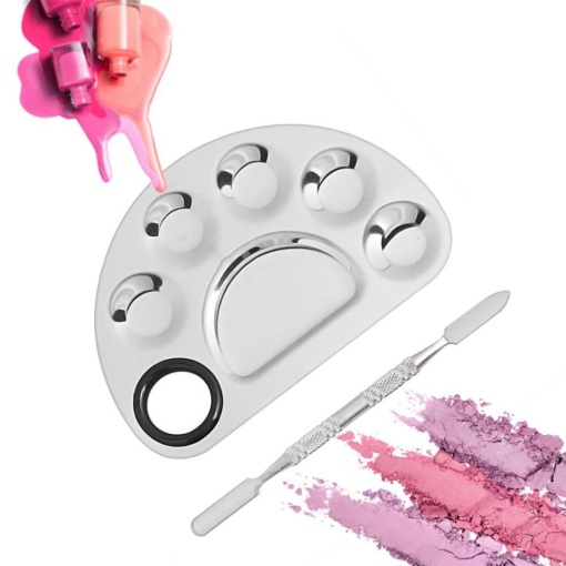 Paleta mixare culori cu spatula, semirotunda cu 5 compartimente