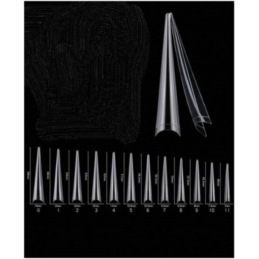 Set 120 bucati tipsuri dizolvabile - soft gel , 12 marimi, 5XL extra-lung, stiletto la vârf, Nr. 06