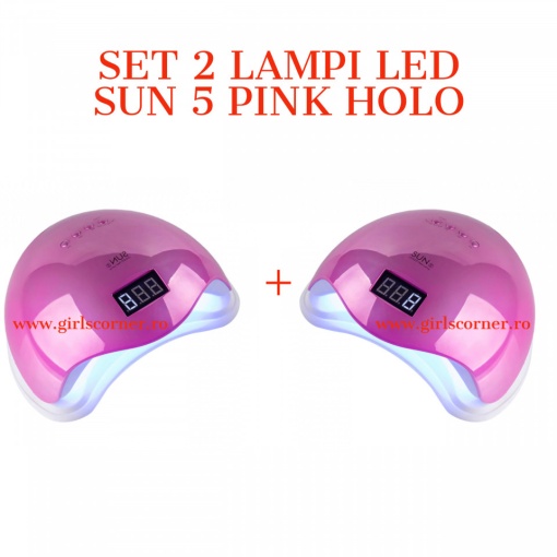 SET 2 Lampi LED SUN 5 cu afisaj digital - 48 W - PINK HOLO