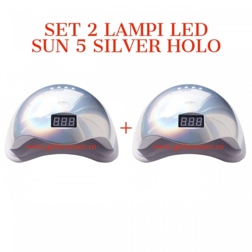 SET 2 Lampi LED SUN 5 cu afisaj digital - 48 W - SILVER HOLO