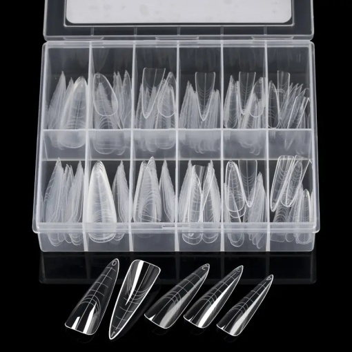 Set extensie, tipsuri reutilizabile, stilleto migdala, 120 buc, Nr. 02
