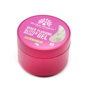 Gel pentru conctructie 15 gr, Disco Flashing Glitter Builder Gel 03