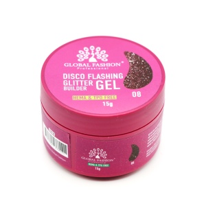 Gel pentru conctructie 15 gr, Disco Flashing Glitter Builder Gel 08