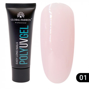 POLYGEL CONSTRUCTIE UNGHII GLOBAL FASHION 30G, ROZ 01 - TPO Free - Img 2