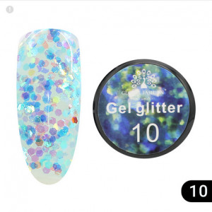 Gel color cu sclipici, Glitter 5 gr 10 - Img 2