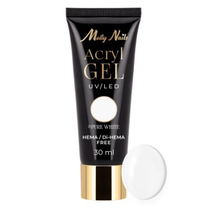 Acrylgel Molly Nails Pure White HEMA/Di-HEMA free & TPO free free 30ml - Img 2
