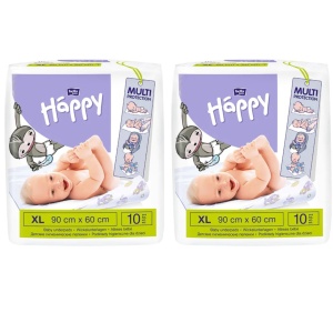 Aleze / Cearceaf absorbant Happy, 90x60 cm, 10 buc - SET 2 buc