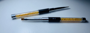 Pensula cu varf drept NR 6 cu cristale diferite culori - Img 2
