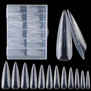 Cutie 120 de tipsuri Full Cover Stiletto Grit - Img 1
