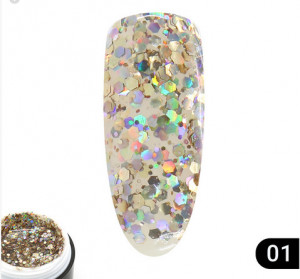 Gel color cu sclipici, Glitter 5 gr 01 - Img 2