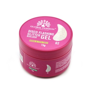 Gel pentru conctructie 15 gr, Disco Flashing Glitter Builder Gel 02