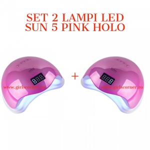SET 2 Lampi LED SUN 5 cu afisaj digital - 48 W - PINK HOLO