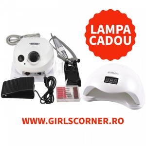 Freza electrica DM 202 35.000 rotatii 65 W ALB + CADOU Lampa Led / Uv Sun 5 Putere 48W ALB