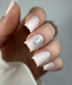 Gel polish quick finish satin pearl B nails