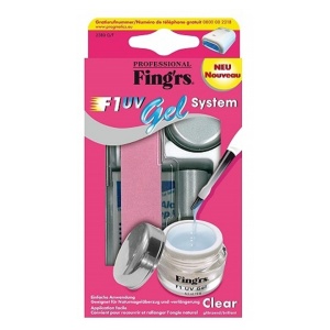 Kit unghii cu gel, primer, pila unghii si pensula, fara lampa, Fingrs