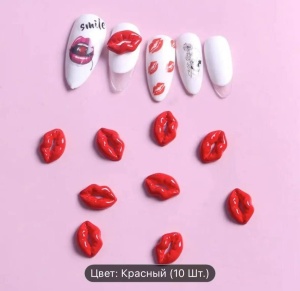 3D figures for manicure, set, red lips, D19