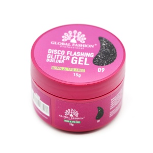 Gel pentru conctructie 15 gr, Disco Flashing Glitter Builder Gel 09