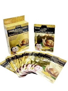 Mască de față HAOKALI Snail & Collagen Face Mask - 10 bucati