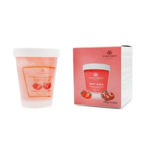 Scrub pentru corp, Global Fashion, Body Scrub, căpșuni și semințe de rodie, 300 g - Img 1