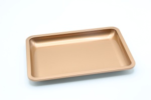 Tava metalica depozitare instrumente manichiura si pedichiura dreptunghiulară, 18*12,5 cm, aurie