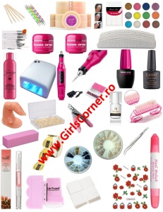 Kit unghii cu gel de constructie, lampa sun one, freza manichiura si accesorii nail art - Img 2