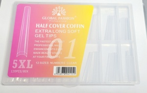 Set 120 bucati tipsuri dizolvabile - soft gel , 12 marimi, 5XL extra-lung, ballerina la vârf, Nr. 01 - Img 2