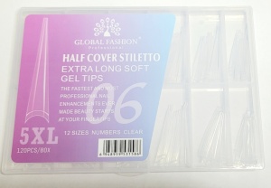 Set 120 bucati tipsuri dizolvabile - soft gel , 12 marimi, 5XL extra-lung, stiletto la vârf, Nr. 06 - Img 2
