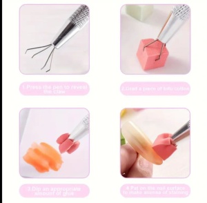 Set ombre : stilou metalic + bureți interschimbabili, 100 bucăți Buretei Pentru Nail Art - Img 5