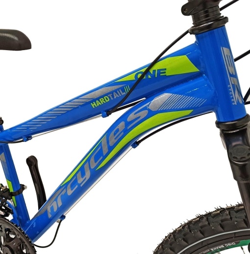 Bicicleta BR STORM 24", 21 viteze, frane pe disc, cadru otel 14", manete secventiale, albastru/verde - Img 2