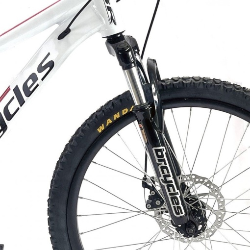 Bicicleta BR Tornado 24", 21 viteze, frane pe disc, cadru din aluminiu 13", manete secventiale, alb/rosu - Img 3