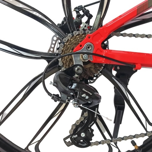Bicicleta BR Tornado ProMG 24", jante MAGNEZIU, 21 viteze, frane pe disc, cadru din aluminiu 13", manete secventiale, rosu - Img 11