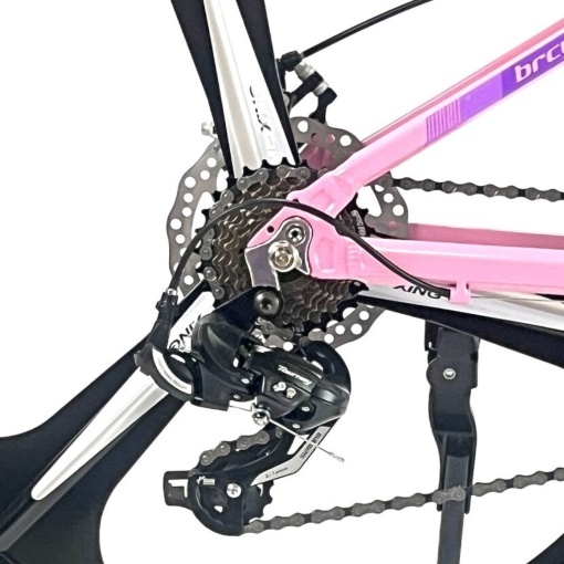 Bicicleta BR Tornado ProMG 26", jante MAGNEZIU, 21 viteze, frane pe disc, cadru din aluminiu 13.5", manete secventiale, roz - Img 5