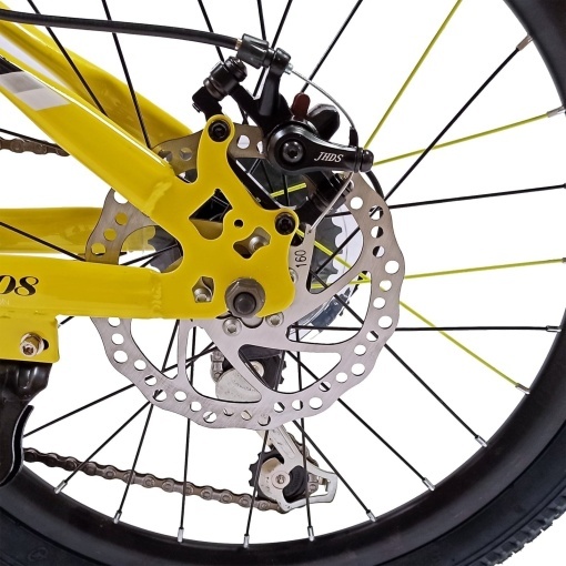 Bicicleta copii BR Tornado 20", cadru aluminiu 12", manete revoshift, frane disc, 7 viteze, galben, varsta 7-10 ani - Img 5