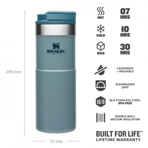 Cana Termoizolanta Stanley The NeverLeak Travel Mug Hammertone Ice 0.47L - 10-09851-009 3