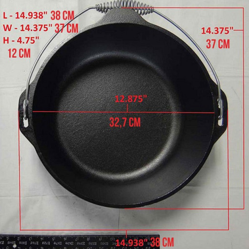 Ceaun din fonta cu capac - cuptor olandez Lodge 33 cm 8,5 litri - L-12DO3 5