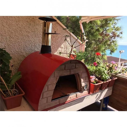 Cuptor traditional pentru pizza pe lemne Maximus rosu - MAXIMUSRED 4
