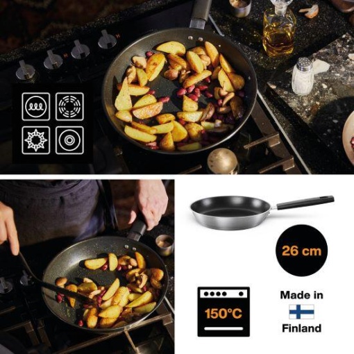 FISKARS Tigaie din otel inoxidabil, antiaderenta, Fiskars Hard Face, 26 cm - 1052246 - Img 3