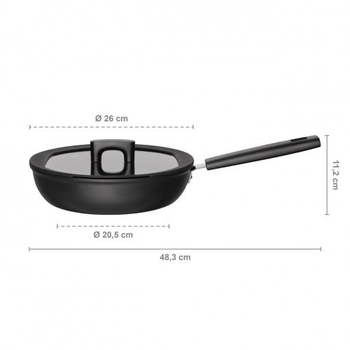 FISKARS Tigaie pentru sote cu capac Fiskars Hard Face, 26 cm, 2.8 L - 1052231 - Img 2