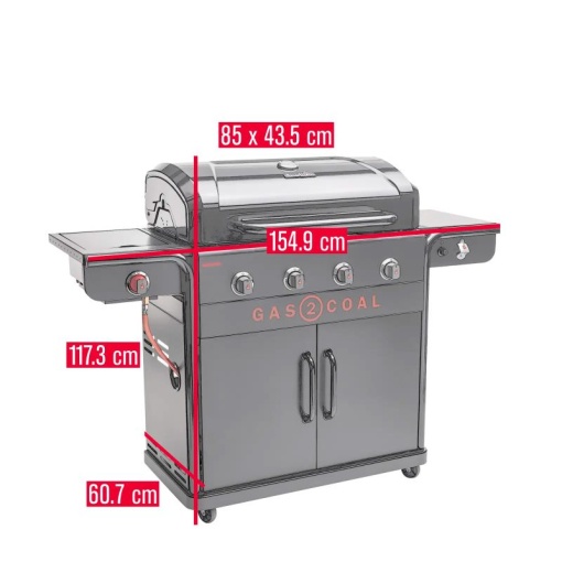 Gratar pe gaz si carbuni hibrid Char-Broil Gas2Coal 2.0 440 Special Edition, plita si sear burner - 140995 - Img 6