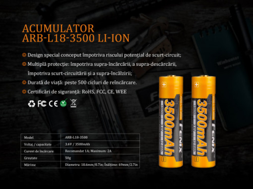 Kit Incarcator Fenix ARE-X11 + Acumulator 18650 3500mAh 6