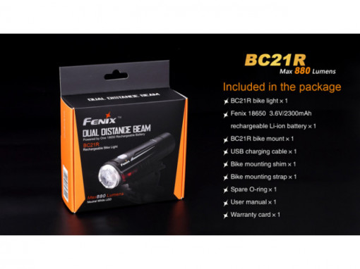 Lanterna bicicleta de ghidon Fenix BC21R Reincarcabila 880 Lumeni 125 Metri 6