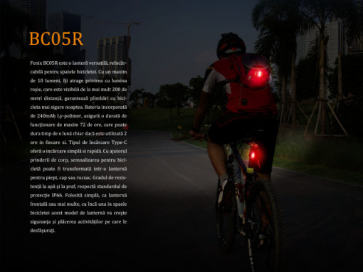 Lanterna bicicleta de spate Fenix BC05R Reincarcabila  10 Lumeni 6 Metri 3