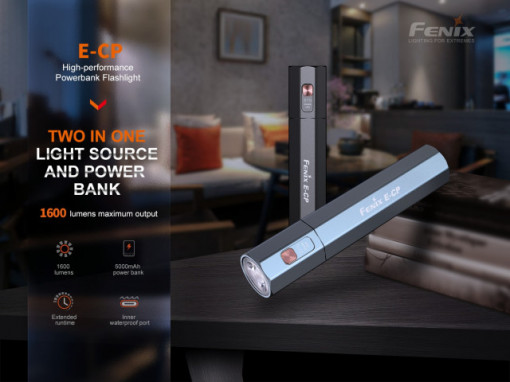 Lanternă EDC &amp; Power-bank Fenix E-CP1600 Lumeni 222 metri negru - ADV-470-001 - Img 2