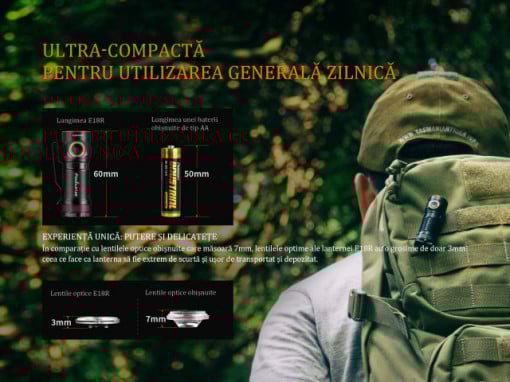 Lanterna Fenix E18R 750 lumeni - 136 Metri baterie